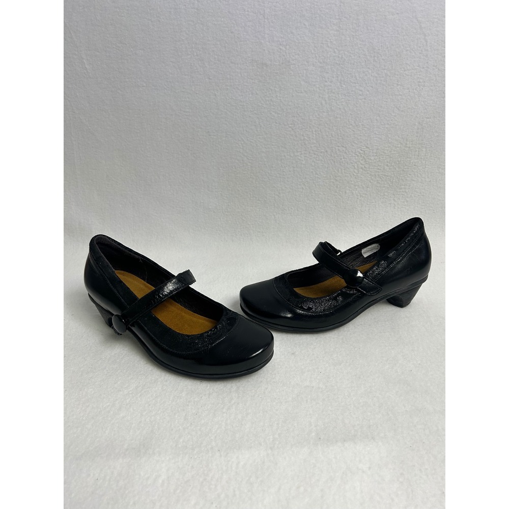 Dark Academia Naot Womens 37 6 Black Leather Mary Jane Block Heel Pumps Shoes
